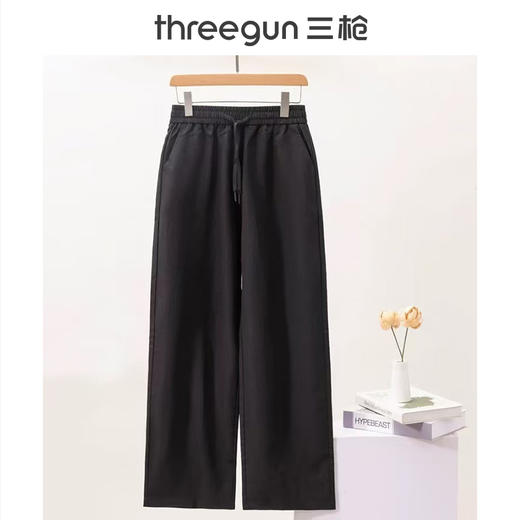 Threegun三枪 麻感休闲女长裤-61396B011 商品图1
