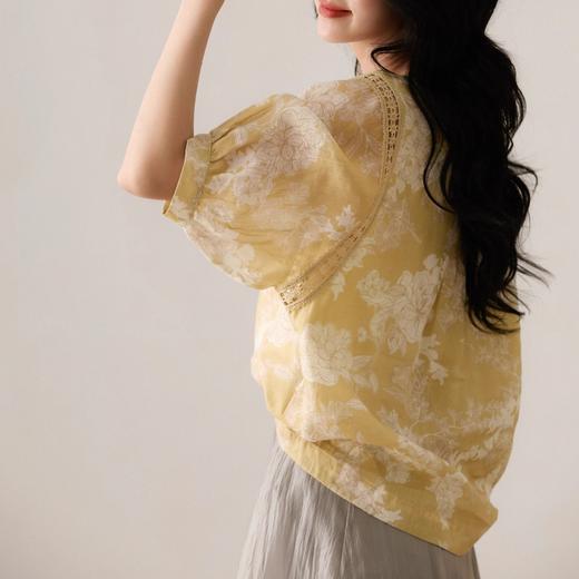 【樱西玛ENXIMANE 灯笼袖小衫系列】轻盈显肩薄 轻薄舒适透气 复古灯笼袖设计 镂空蕾丝拼接 商品图6