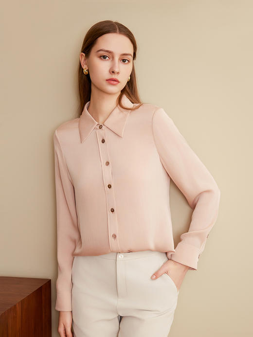 【桑蚕丝纯色衬衫】25年夏季新品女士真丝薄款纯色商务休闲百搭薄款外套 商品图1