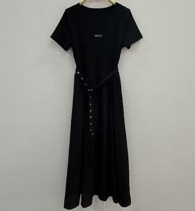 (无腰带)NC收腰显瘦短袖连衣裙50423（黑）夏季152550010321