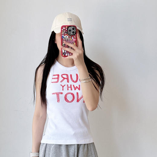 SPELLEDIT2025夏季新品个性自由背心趣味字母印花修身打底吊带 商品图3