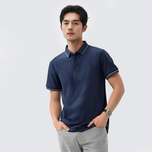 【含桑蚕丝】圣得西男士POLO衫2025夏季新款休闲百搭翻领短袖T恤 商品图2