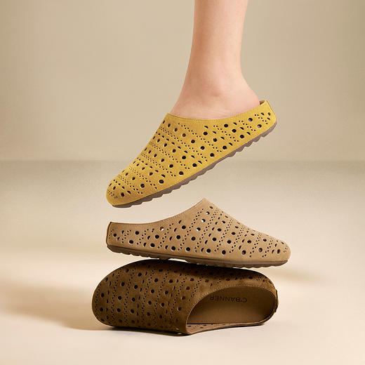 千百度镂空平底勃肯鞋女薄底外穿透气一脚蹬包头拖鞋A25233203 商品图1