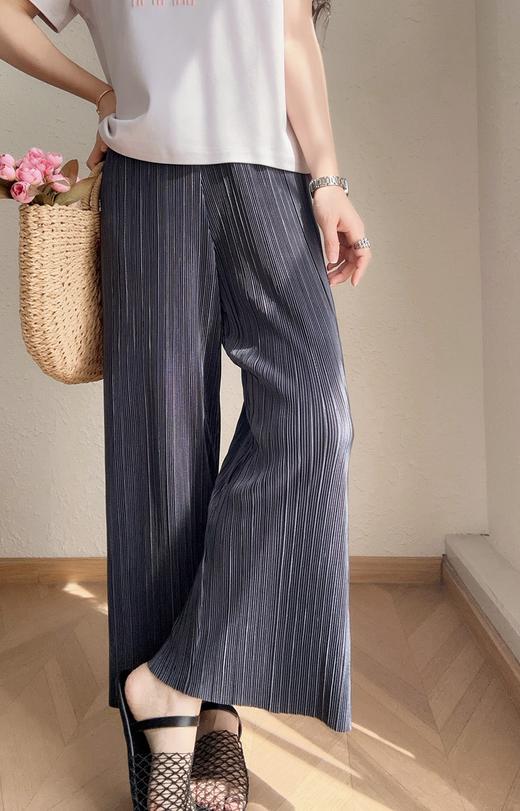 三宅风琴褶皱裤一片式亮丝压褶垂感高腰直筒阔腿裤 商品图5