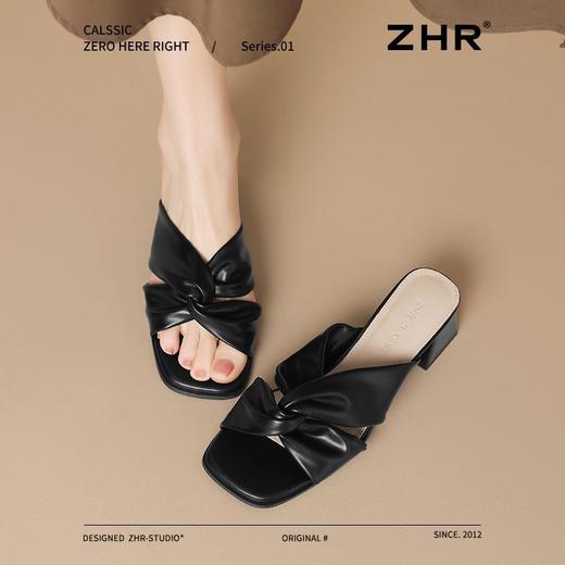 ZHR则则粗跟拖鞋女外穿2025新款夏季女鞋百搭配裙子法式一字拖鞋 商品图6