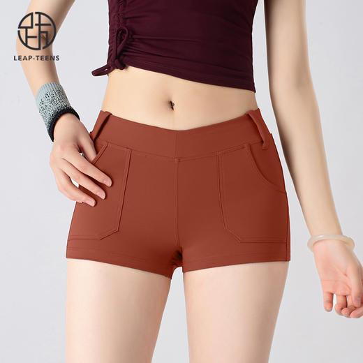 跃牌【小甜心】系列 瑜伽三分短裤跳操运动骑行裤弹力速干健身热裤美臀裤夏口袋517 商品图7