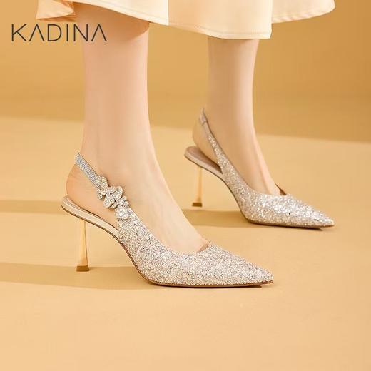 【KADINA】AF3  卡迪娜2025春夏新款细闪尖头细高跟包头单鞋凉鞋女KM251512 商品图0