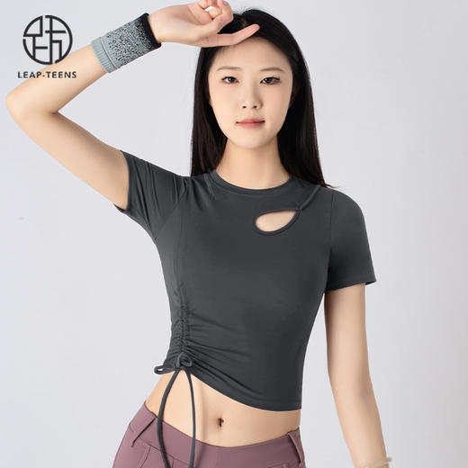 跃牌【小甜心】系列 高级感瑜伽服短袖女春夏带胸垫运动上衣625 商品图9
