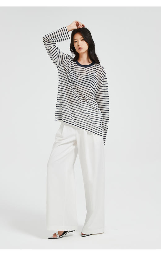 272169923前片打褶白色阔腿裤 商品图2