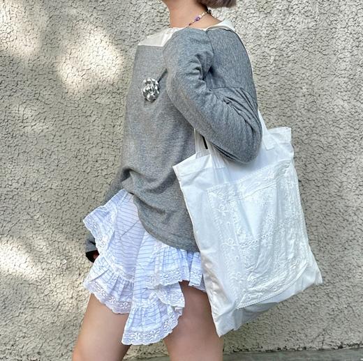 BLEU et ROSE【铃兰包】原创法式大容量帆布袋 蕾丝单肩包 商品图0