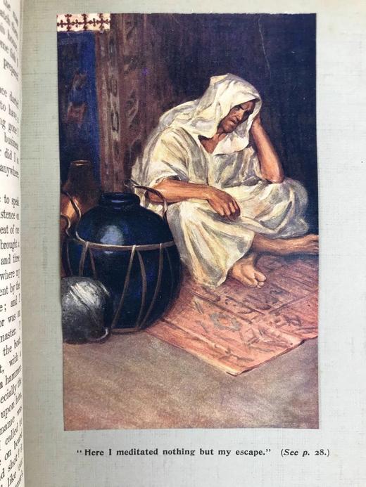 1917年 鲁滨逊漂流记 24幅彩色手工贴图 漆布精装16开 商品图6