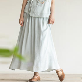 牧衣游原创 12姆米桑蚕丝炒色半身裙质朴复古禅意宽松半裙 去野