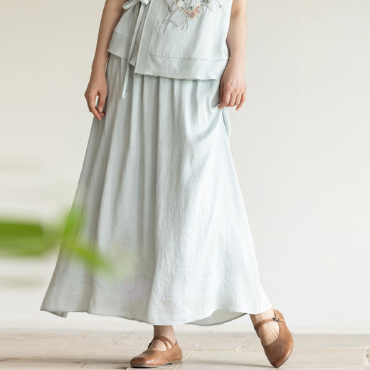 牧衣游原创 12姆米桑蚕丝炒色半身裙质朴复古禅意宽松半裙 去野 商品图0