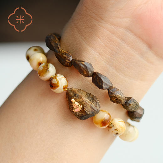 米马饰物 设计款 奇楠沉香沉水树丁搭药珀无相佛手钏 破除我执～ 商品图2