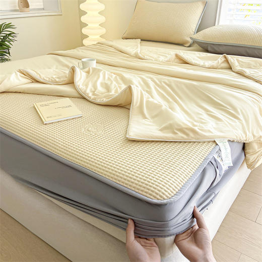 【透气清凉】2025新款5A抗菌冰豆豆席 凉感冰丝席床笠款夏被空调被夏凉被 商品图8