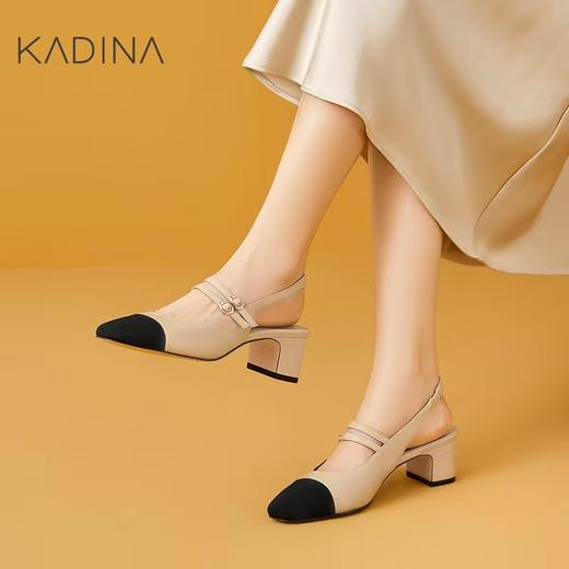 【KADINA】卡迪娜2025春夏季新款法式小香风粗玛丽珍单鞋包头凉鞋KM251532 商品图1