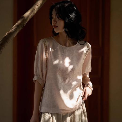 【樱西玛ENXIMANE 灯笼袖小衫系列】轻盈显肩薄 轻薄舒适透气 复古灯笼袖设计 镂空蕾丝拼接 商品图7