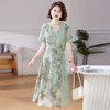 C2830新中式妈妈夏装连衣裙雪纺过膝中老年人女士短袖裙子遮肚显瘦洋气 商品缩略图3