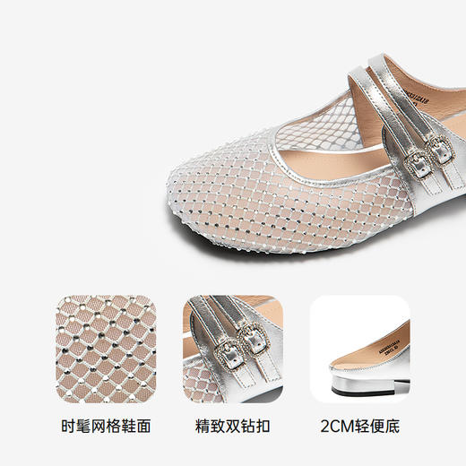 千百度渔网包头拖女款低跟休闲镂空外穿绝美凉拖鞋A25283312 商品图3