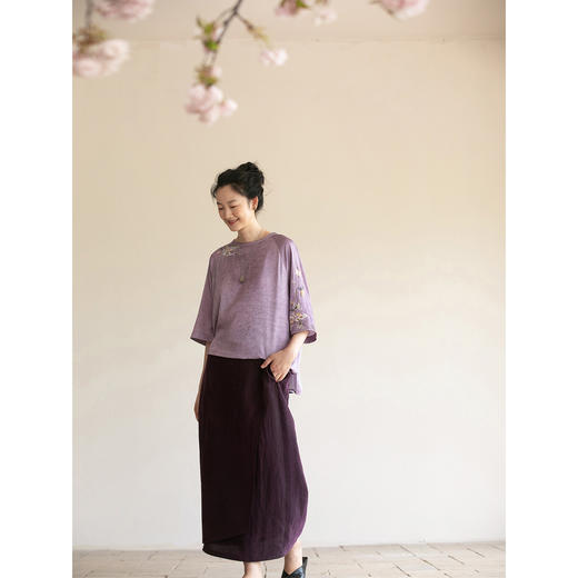 牧衣游原创 18姆米龟裂纹香云纱半裙轻薄复古文艺直筒半裙 初相 商品图1