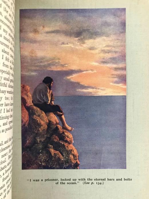 1917年 鲁滨逊漂流记 24幅彩色手工贴图 漆布精装16开 商品图14