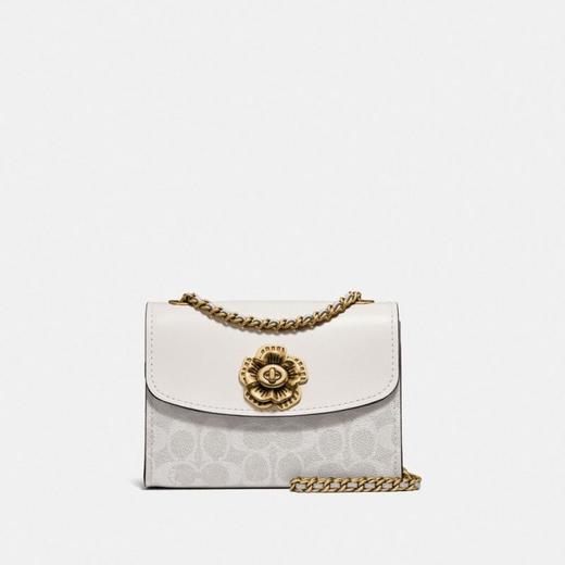 COACH 奥莱款 PARKER迷你女士皮质山茶花单肩包 商品图0