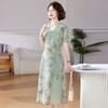 C2830新中式妈妈夏装连衣裙雪纺过膝中老年人女士短袖裙子遮肚显瘦洋气 商品缩略图0