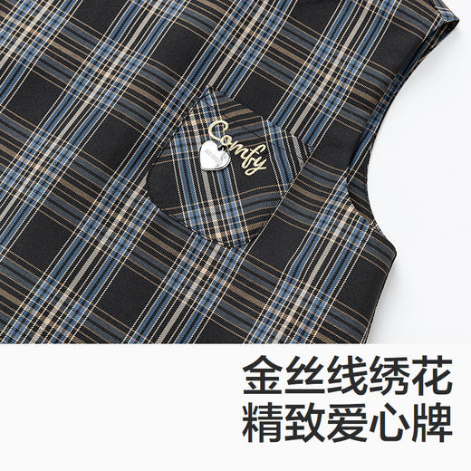 森马儿童2025年秋季女中童连衣裙格纹裙子百褶 商品图2