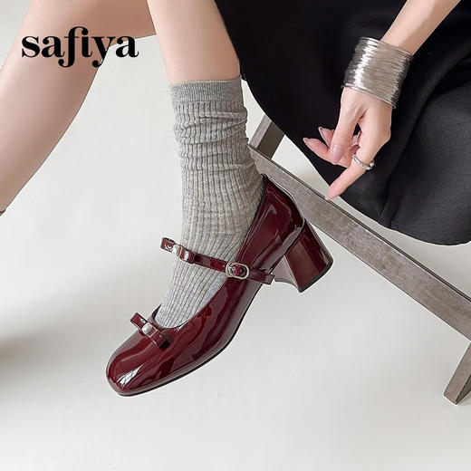 法式浅口蝴蝶结方头气质百搭高跟玛丽珍单鞋 SFD3111422 商品图2