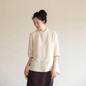 牧衣游原创 重磅22姆米桑蚕丝中式风炒色衬衫立领轻薄复古衬衣 沐