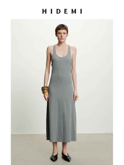HIDEMI度假系列显瘦弹力自然棉工字背心百搭经典万能连衣裙长裙 商品图4