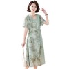 C2830新中式妈妈夏装连衣裙雪纺过膝中老年人女士短袖裙子遮肚显瘦洋气 商品缩略图4