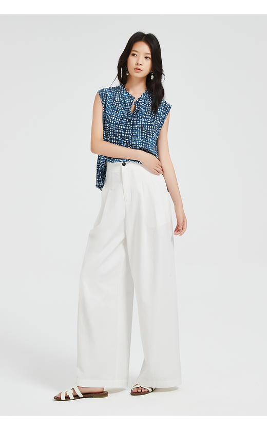 272169923前片打褶白色阔腿裤 商品图6