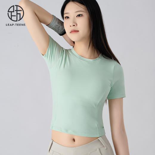 跃牌【小甜心】系列 带胸垫高弹裸感镂空美背健身服抽绳收腰运动上衣626 商品图1