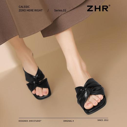 ZHR则则粗跟拖鞋女外穿2025新款夏季女鞋百搭配裙子法式一字拖鞋 商品图7