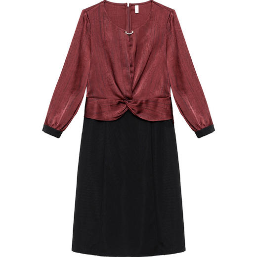 洋气大码假两件连衣裙气质修身中长款QK-YXJY-F182 商品图4