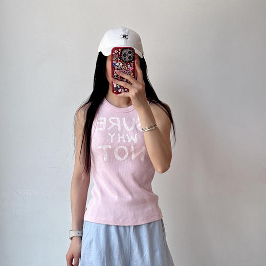 SPELLEDIT2025夏季新品个性自由背心趣味字母印花修身打底吊带 商品图4