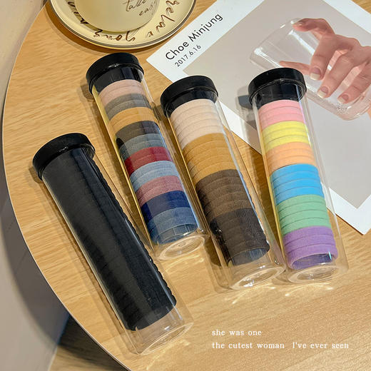 【9.9到手一罐❗️多巴胺甜妹发绳】简约高弹力橡皮筋，扎头发绳女绑高马尾头绳，发圈头饰不伤发耐用皮套L 商品图3