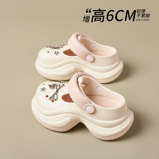 ZHR则则蓝色户外休闲拖鞋厚底增高6cm轻便舒适手工DIY百搭洞洞鞋 商品图4