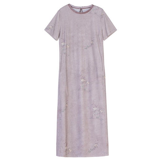 牧衣游原创 印染炒色连衣裙夏新品轻薄宽松复古文艺T恤裙 雪拥檐 商品图4