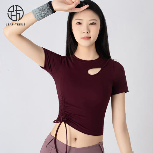 跃牌【小甜心】系列 高级感瑜伽服短袖女春夏带胸垫运动上衣625 商品图2