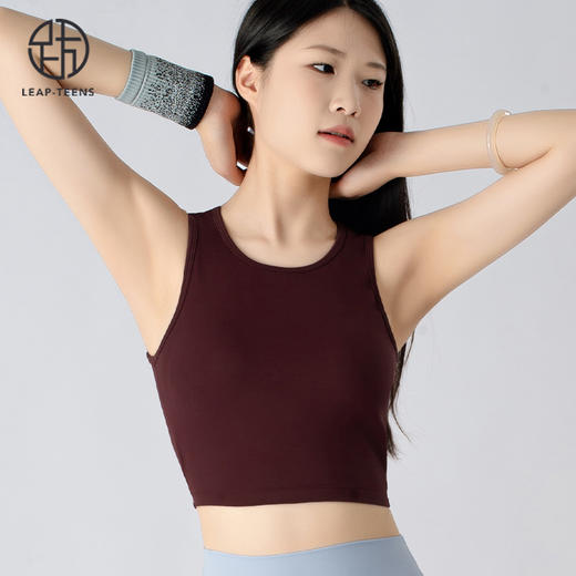 跃牌【小甜心】系列 带胸垫瑜伽背心女夏季运动外穿镂空吊带无袖露背上衣786 商品图1