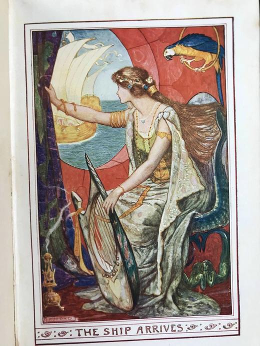 1903年 安德鲁·朗格《深红色童话书》 8幅彩色与大量黑白插图 漆布精装32开 商品图8