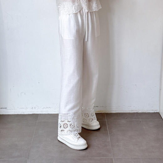 重工刺绣棉绣花休闲裤子 商品图0