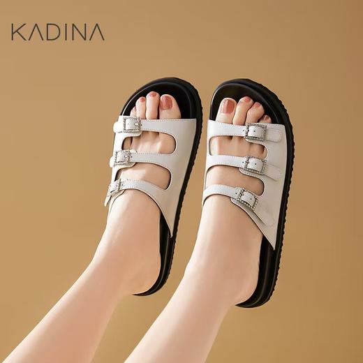 【KADINA】  AF3  卡迪娜2025春季新款水钻饰扣粗跟厚底乐福鞋小皮鞋女单鞋KS251801 商品图1