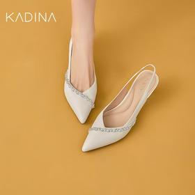 【KADINA】卡迪娜2025春夏新款水钻尖头细中高跟包头单鞋凉鞋女KM251522