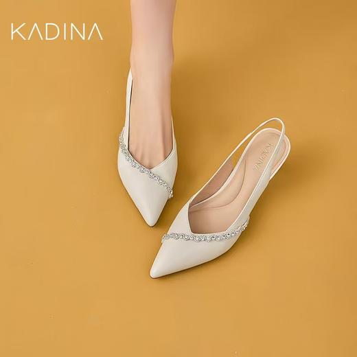 【KADINA】卡迪娜2025春夏新款水钻尖头细中高跟包头单鞋凉鞋女KM251522 商品图0