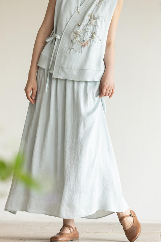 牧衣游原创 12姆米桑蚕丝炒色半身裙质朴复古禅意宽松半裙 去野 商品图5