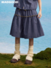 马得工地/MDGDBQ13428/撞色嵌条格纹不规则下摆半裙 商品缩略图0