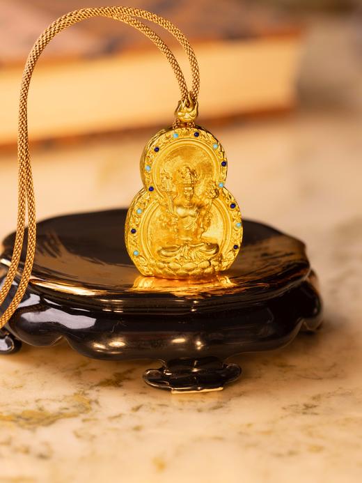 鹿鸣中式｜尊上虚空藏菩萨摩诃萨足金牌 古法手工黄金生肖牛虎足金吊坠项链 商品图0